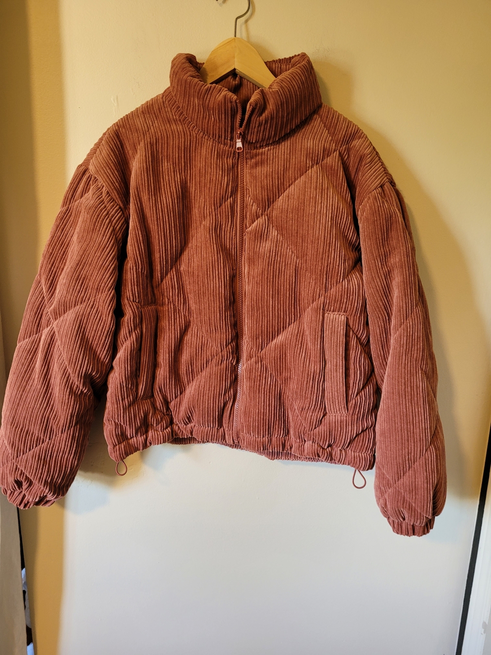 Love Tree Dusty Rose Corduroy Puffer Jacket